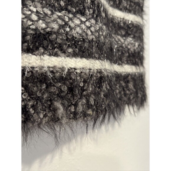 Zara Skirt Womens Small Grey Faux Fur Wool Blend Pencil Mini Tweed Metallic - Picture 4 of 8